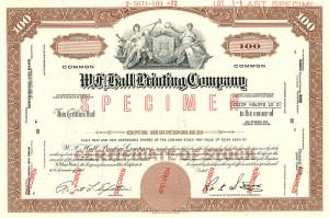W.F. Hall Printing Co. - Specimen Stock Certificate